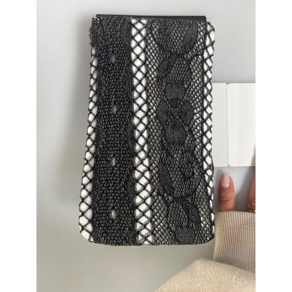 New MeMoi Legwear Fashion Tights Stockings Feminine Net Lace Charcoal Gray M/L - Picture 4 of 4